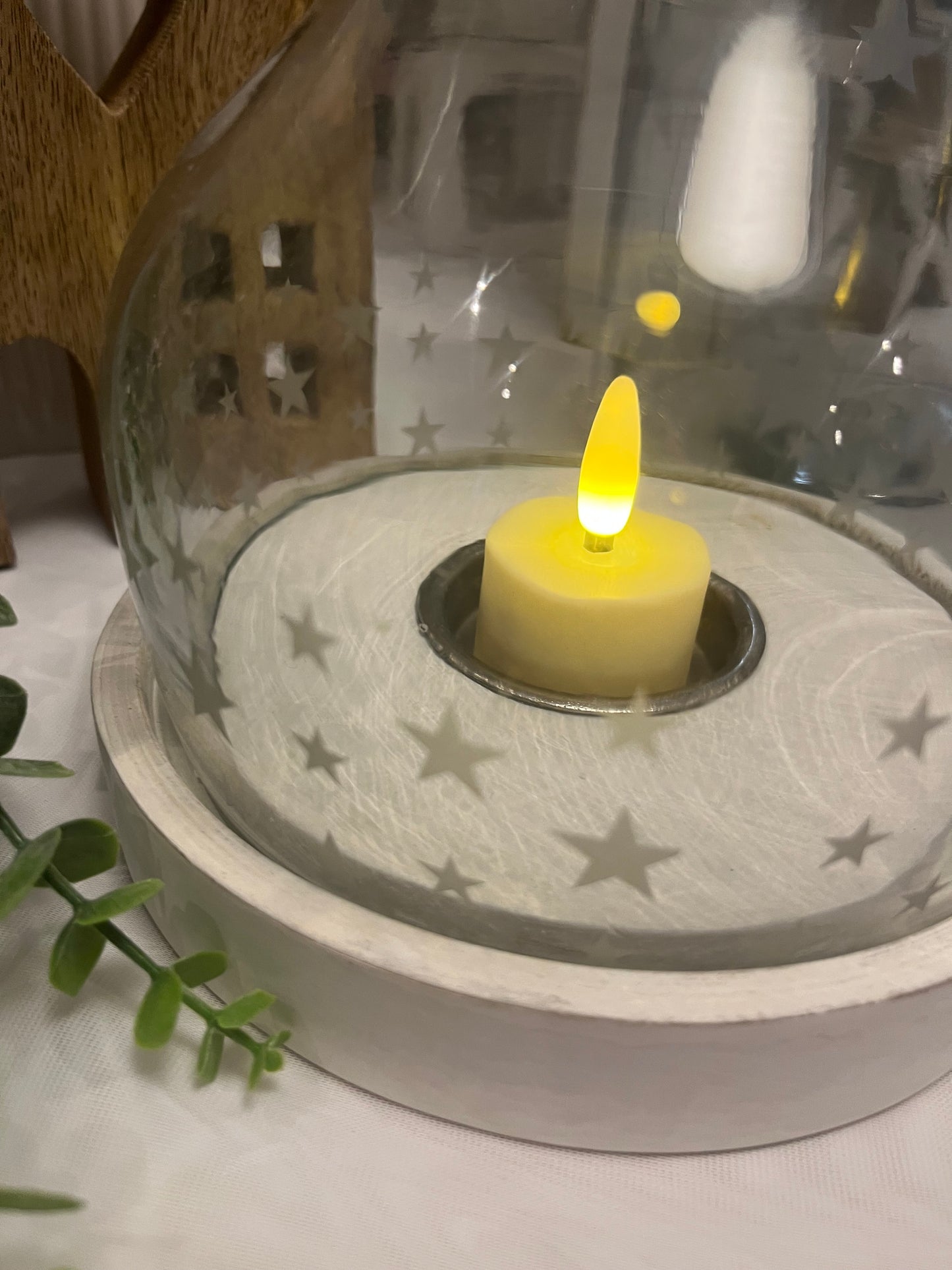 Hurricane Frosted Star Candle Holder