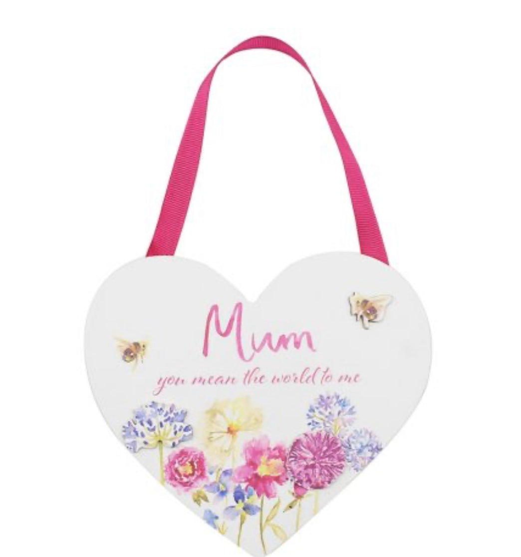 Mum, Wooden Heart Plaque