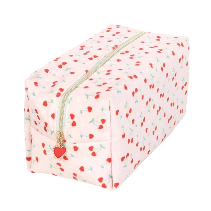 Heart Cherry Print Valentine's Day Makeup Bag