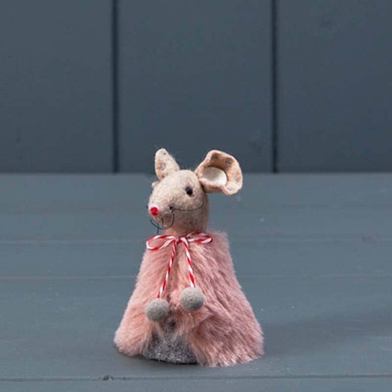 Grey Fabric Mouse In Pink Cape