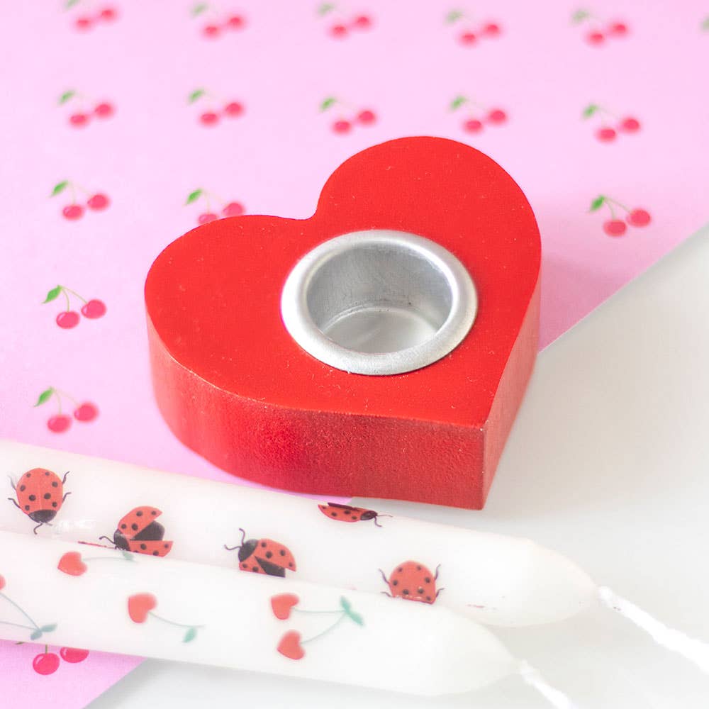 Red Love Heart Valentine's Day Taper Candle Holder