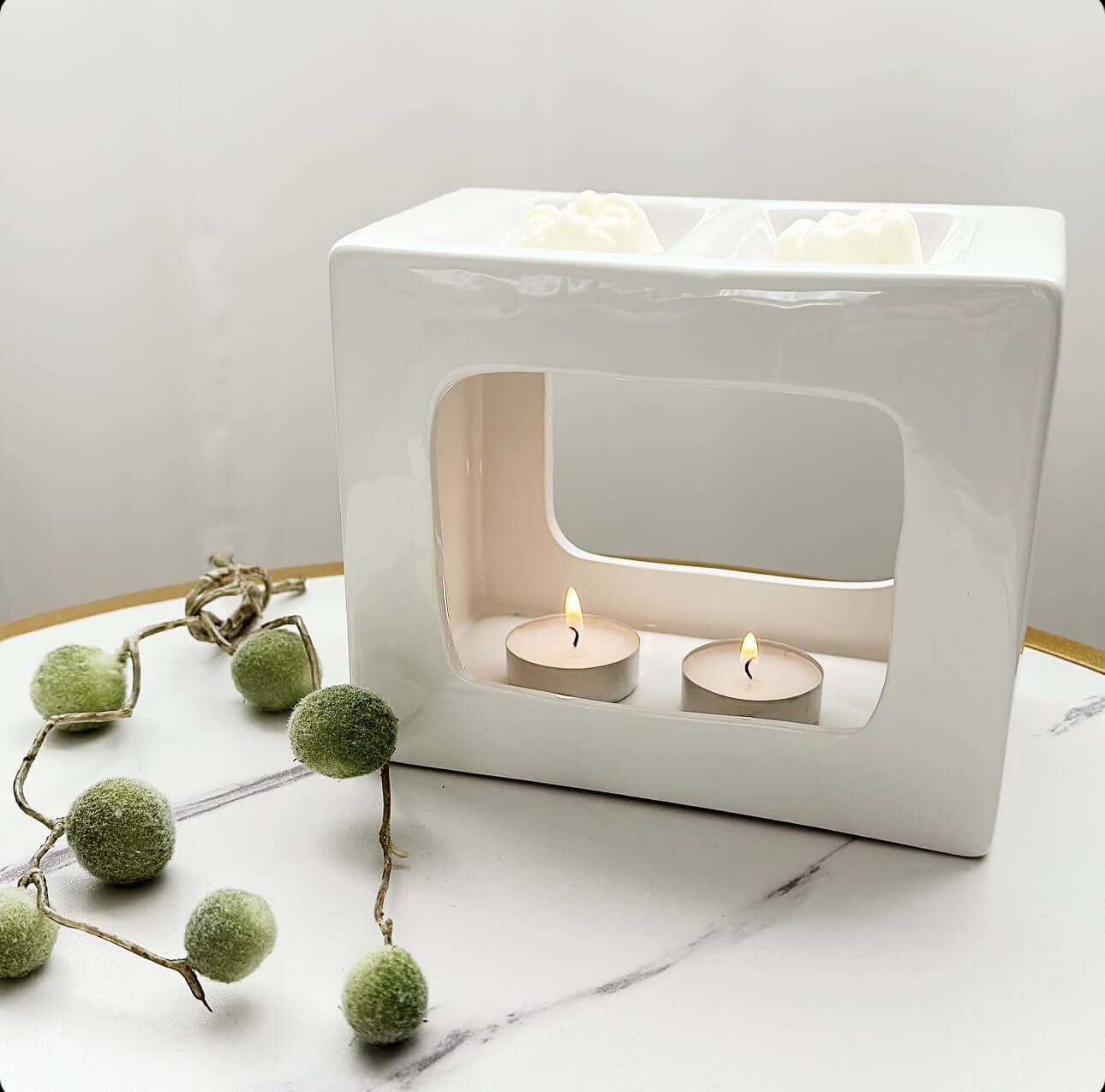 Talin Deluxe White Gloss Ceramic Wax Burner