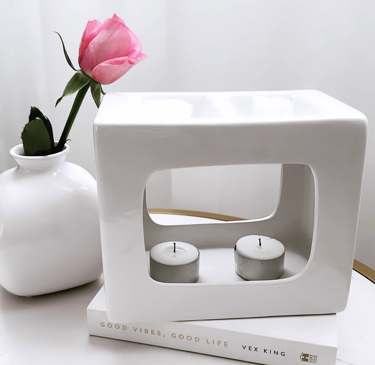 Talin Deluxe White Gloss Ceramic Wax Burner