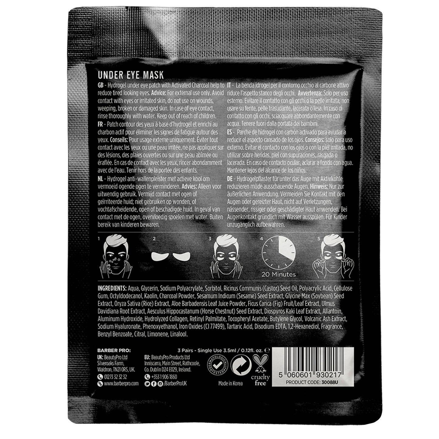 BARBER PRO Under Eye Mask - 3 pairs in a pouch!