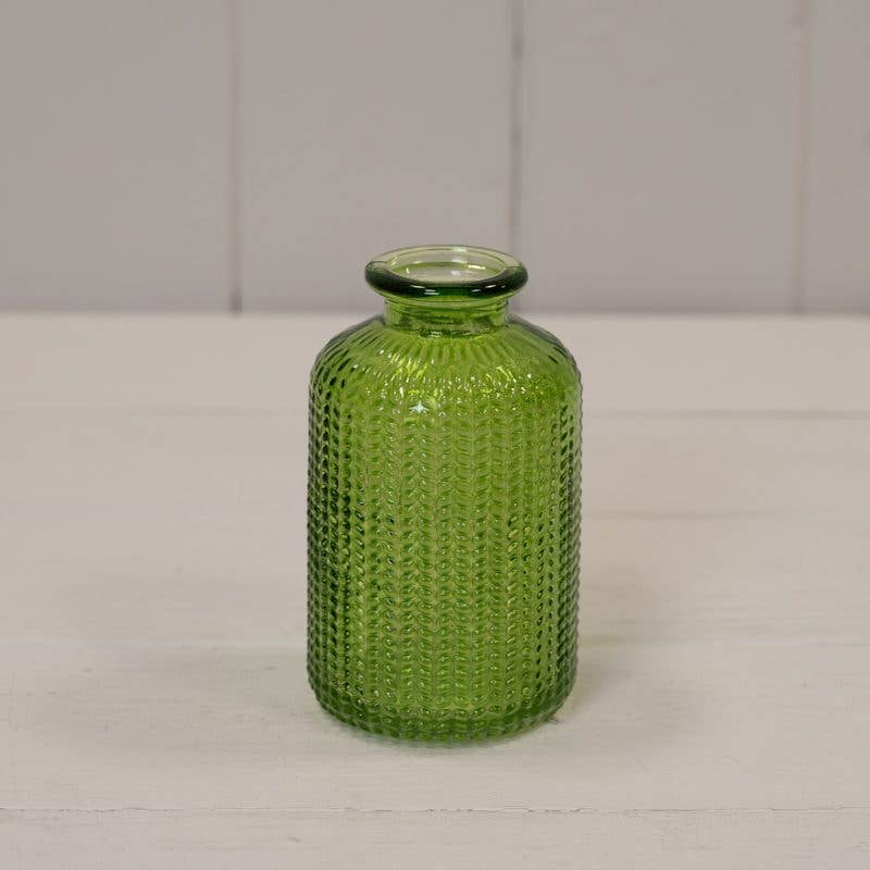 Emerald Green Dimpled Glass Bottle
