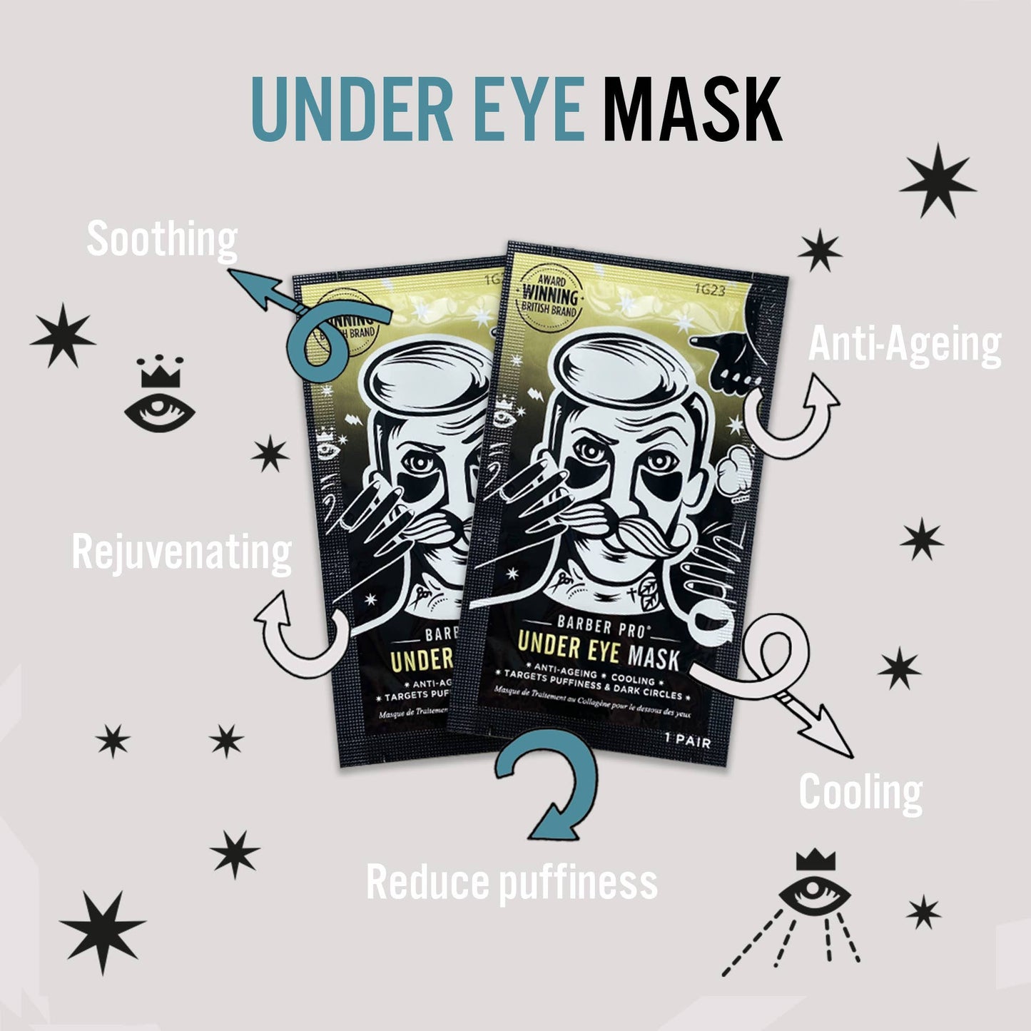 BARBER PRO Under Eye Mask - 3 pairs in a pouch!