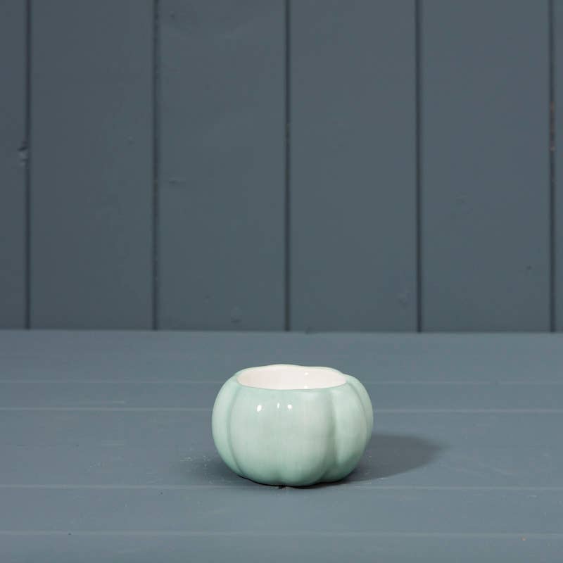 Green Ceramic Pumpkin Tealight Holder