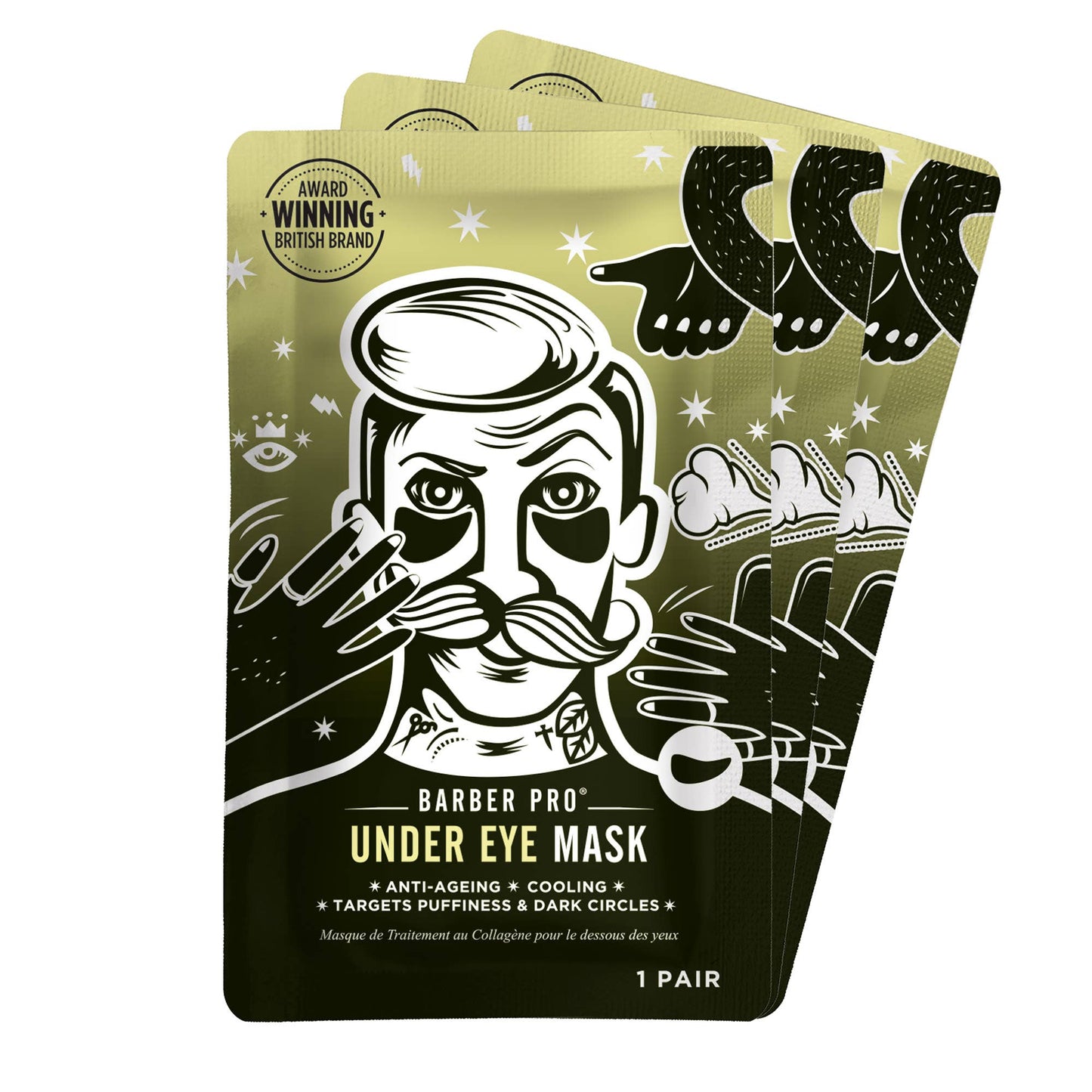 BARBER PRO Under Eye Mask - 3 pairs in a pouch!
