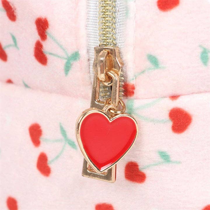 Heart Cherry Print Valentine's Day Makeup Bag