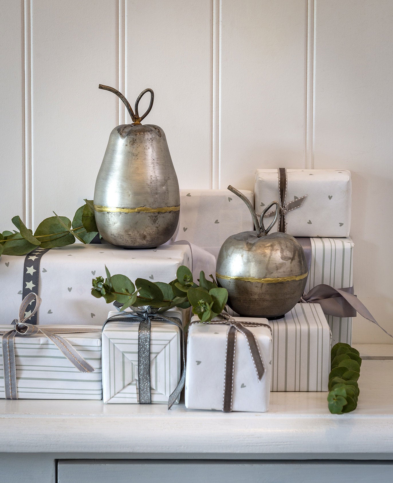 Galvanized Apple And Pear Ornaments (Two Options)