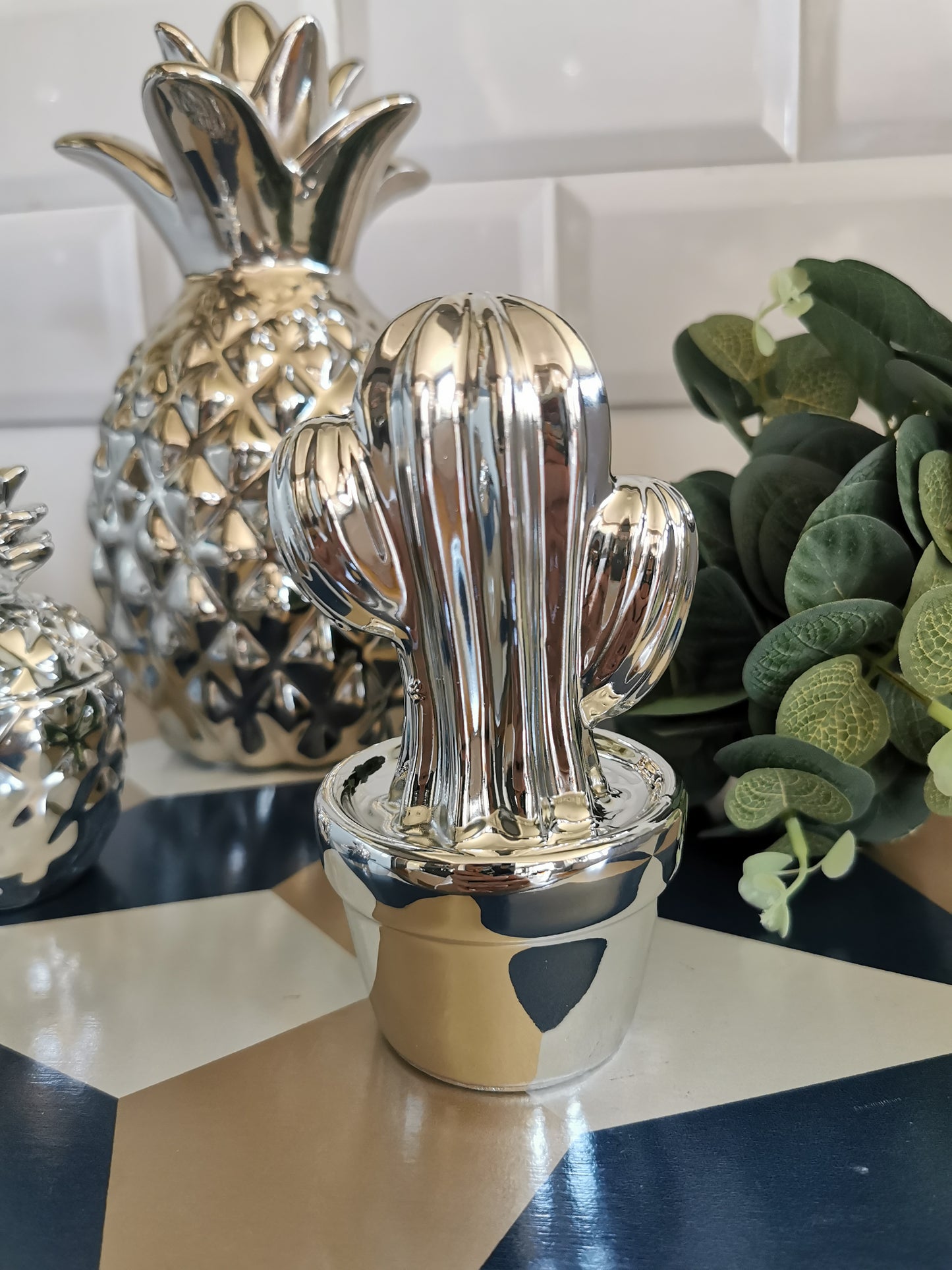 Ceramic Silver Cacti