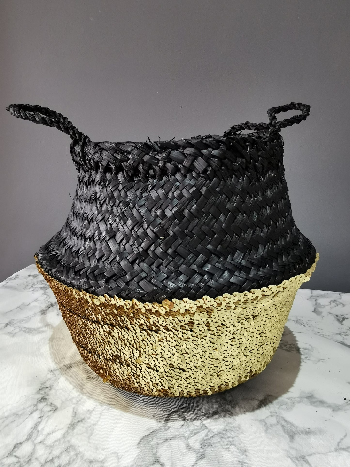 Black and Gold Toulouse Sequin Basket - Large