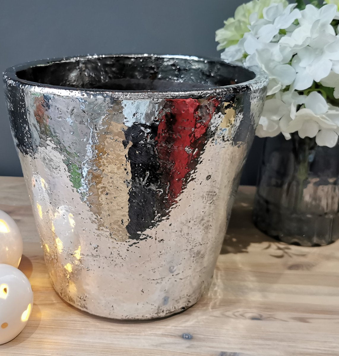 Large Metallic Ceramic Planter