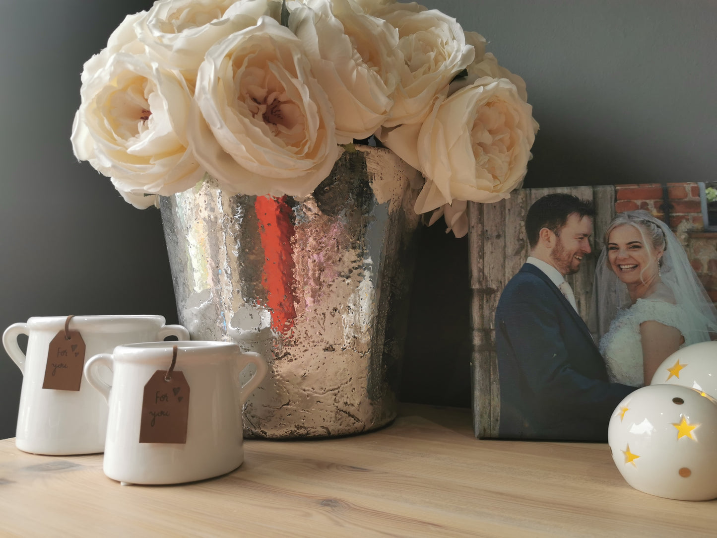 Large Metallic Ceramic Planter