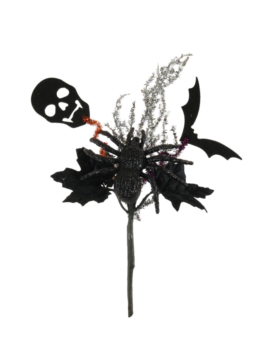 Small Black Glitter Spider and Bat Halloween Pic