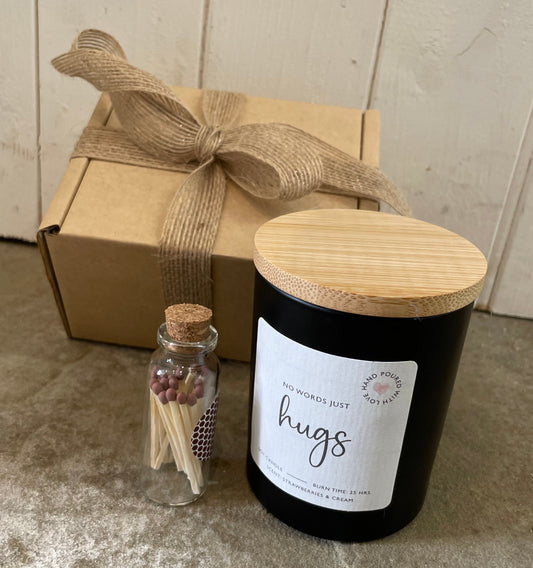 'No Words Just Hugs' Candle Gift Box - Strawberries And Cream