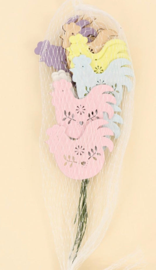 Easter Decoration Chicken Picks - Pack of 12