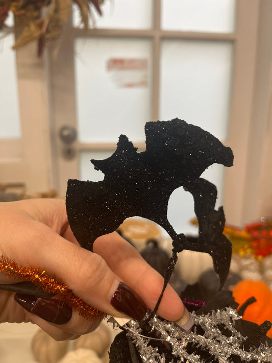 Small Glitter Bats on stems pack of 3
