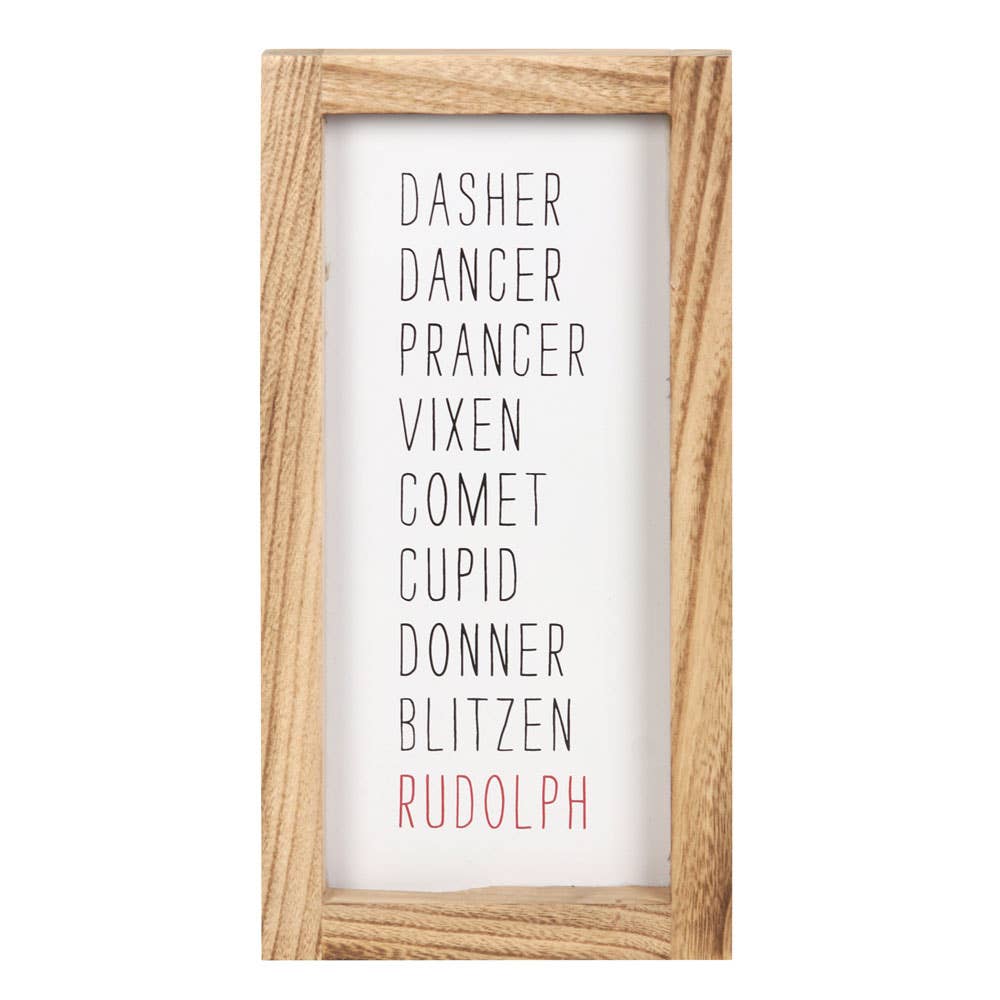 Reindeer Names Wooden Christmas Sign