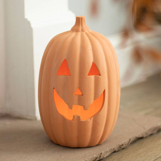 Terracotta Halloween Pumpkin Decoration 23cm