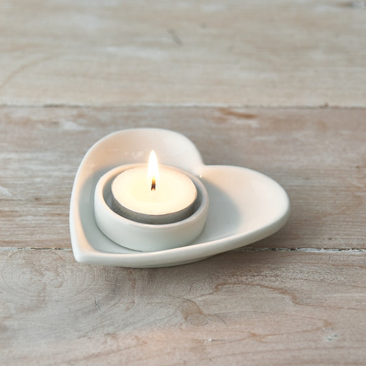 White Heart Tealight Holder