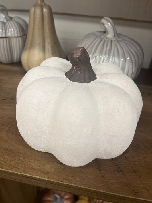 Pale cream Ceramic Pumpkin Ornament