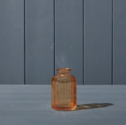 Cognac Ribbed Glass Bud Bottle