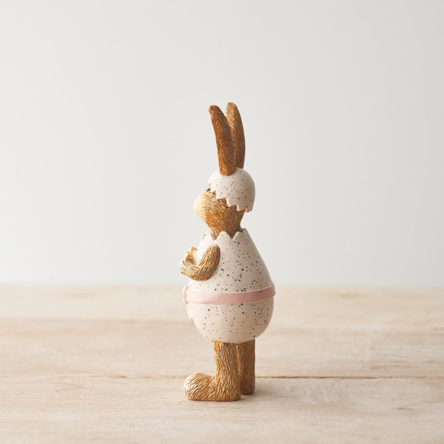 Standing Rabbit In Egg With Pink Bow