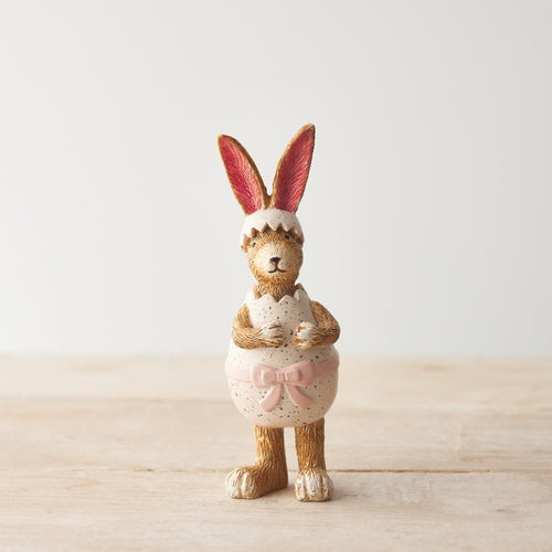 Standing Rabbit In Egg With Pink Bow