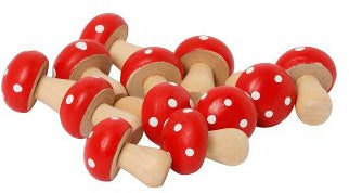 Tiny Wooden Red Mushrooms