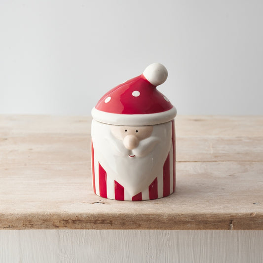 Red Stripe Santa Container