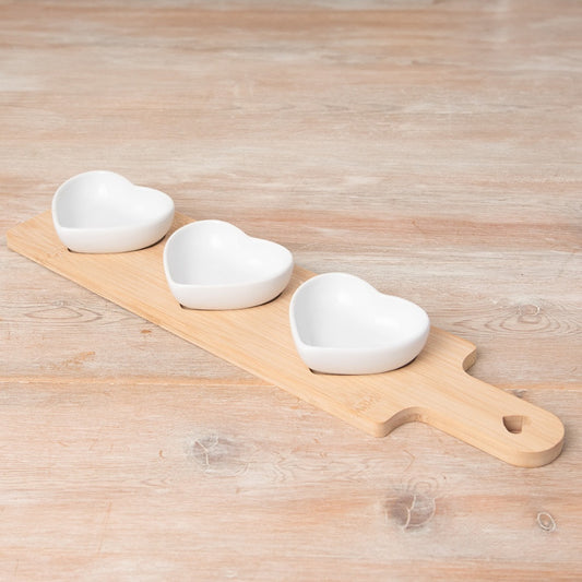 Heart Serving Tray With Three Dishes