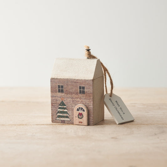 'Wish You A Merry Christmas' Wooden House Decoration