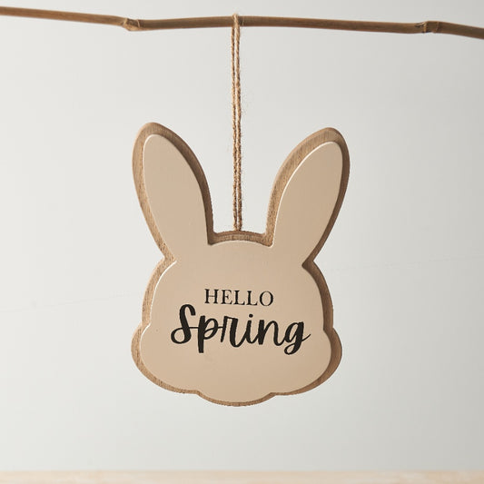 Hello Spring Bunny Wooden Hanger