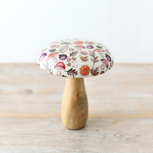 Autumnal Wooden Patterned Mushroom Large