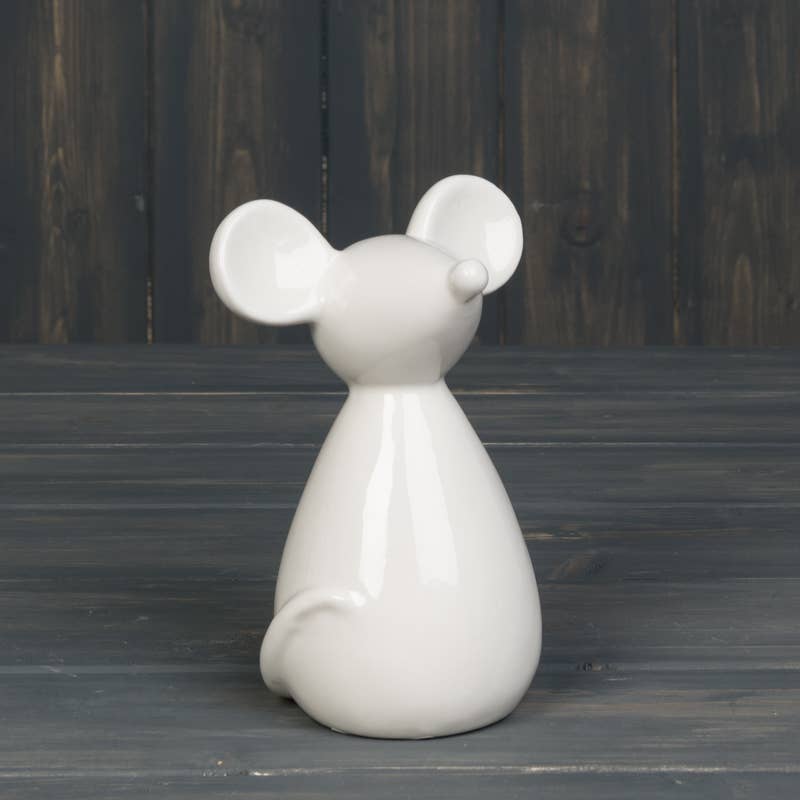 Medium White Ceramic Mouse