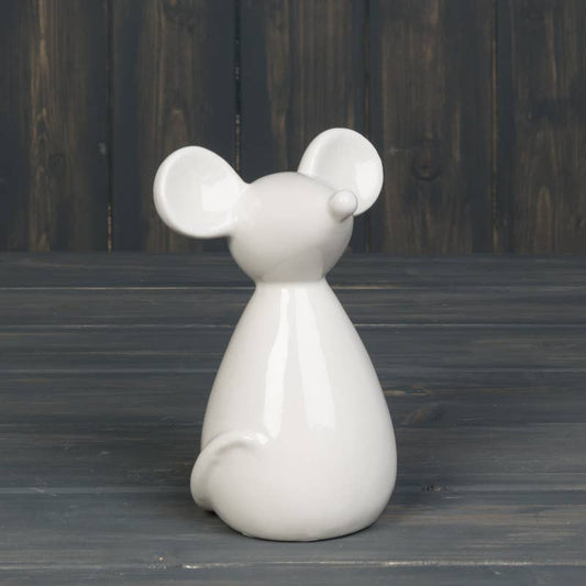 Medium White Ceramic Mouse