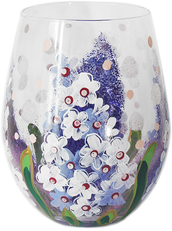 Delphiniums Stemless Wine Glass, 13cm