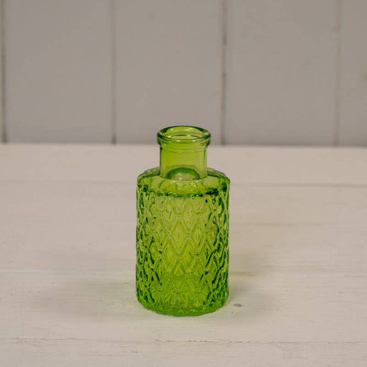 Emerald Green Mini Geometric Glass Bottle