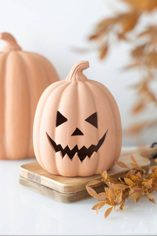 Terracotta Halloween Pumpkin Decoration 15cm