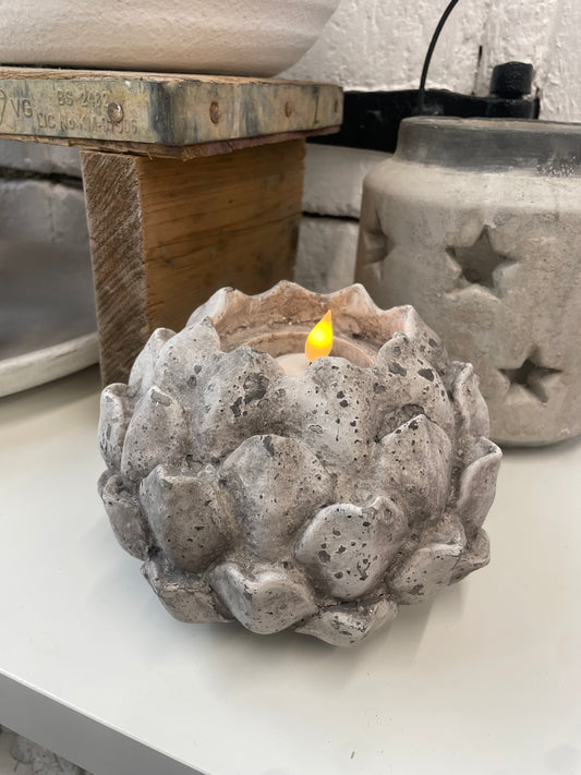 Large Stone Effect Acorn Tealight Holder