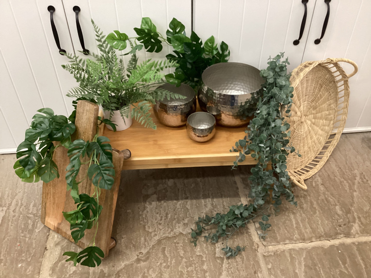 Set Of Three Hammered Nickel Planters