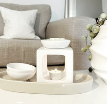 Load image into Gallery viewer, Milan Trio Gloss White Ceramic Wax Burner With Three Dishes