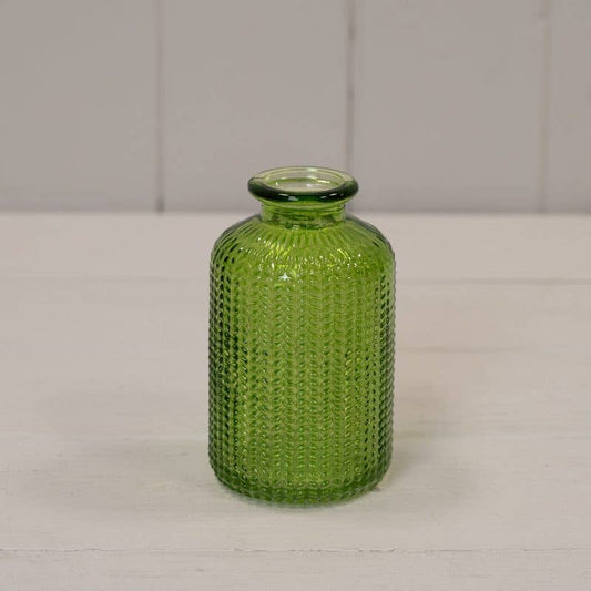 Emerald Green Dimpled Glass Bottle