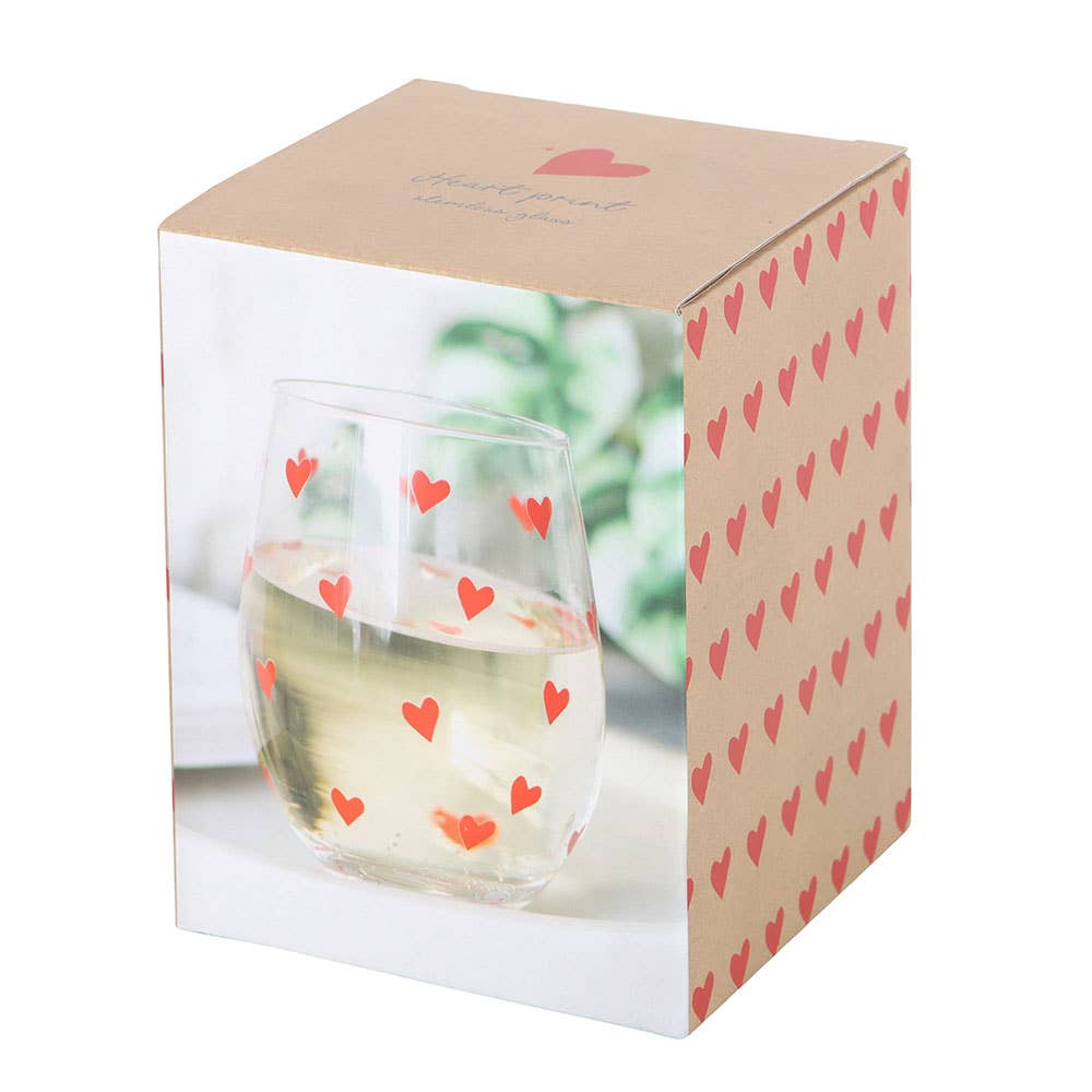 Heart Print Valentine's Day Stemless Glass