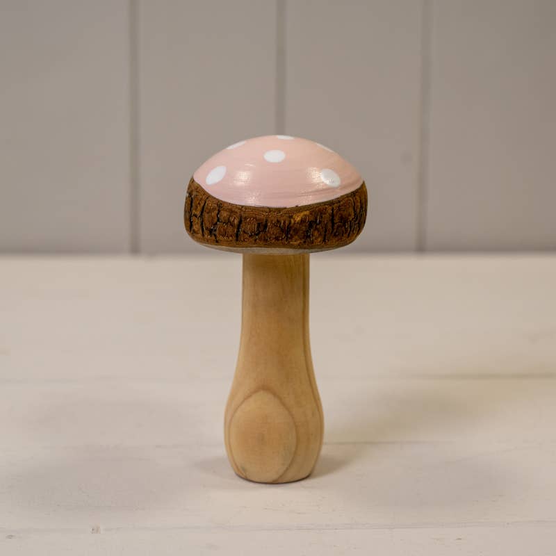 Pink Wooden Mushroom Decoration