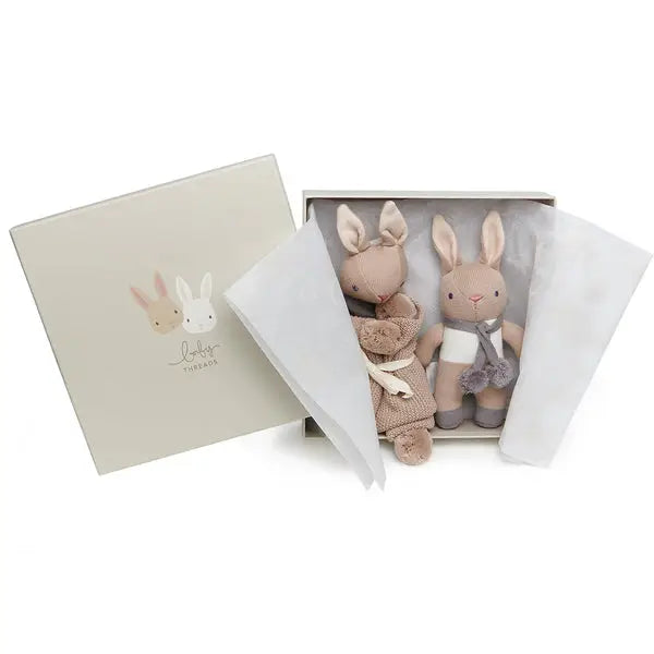 Taupe Bunny Rattle And Comforter Boxed Gift Set