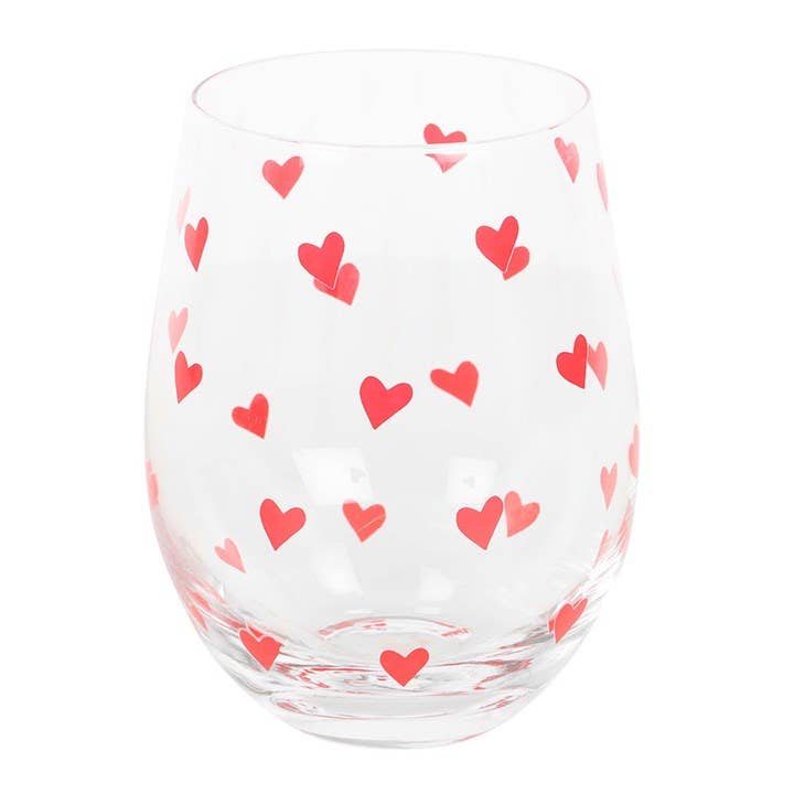 Heart Print Valentine's Day Stemless Glass