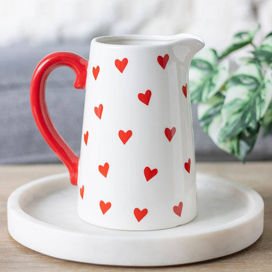 Heart Print Ceramic Valentine's Day Flower Jug