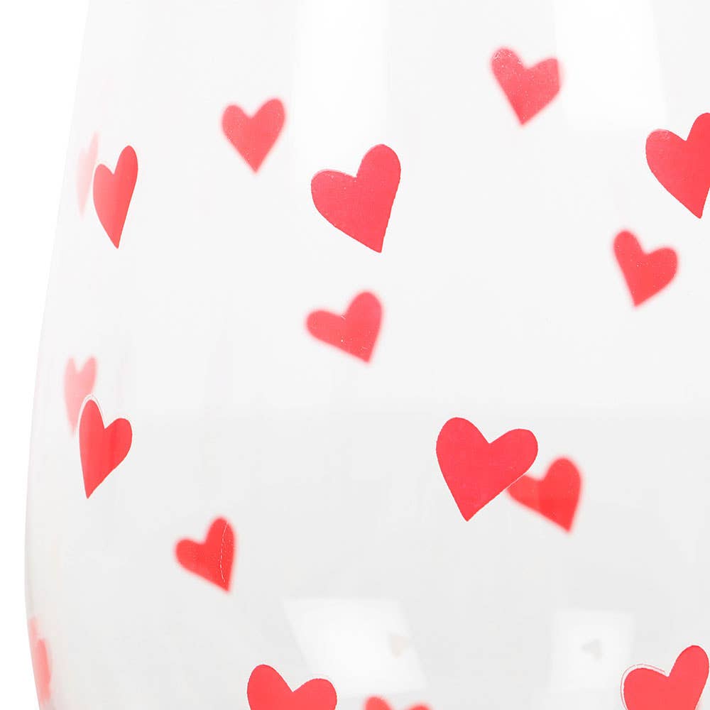 Heart Print Valentine's Day Stemless Glass